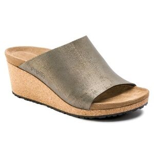Birkenstock Namica Suede Leather Metallic Stone Gold